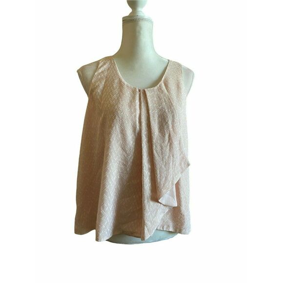 Metaphor women’s Pink Chiffon Lace Hi Low Sleeveless Blouses z L wrapped ruffle - Picture 6 of 13